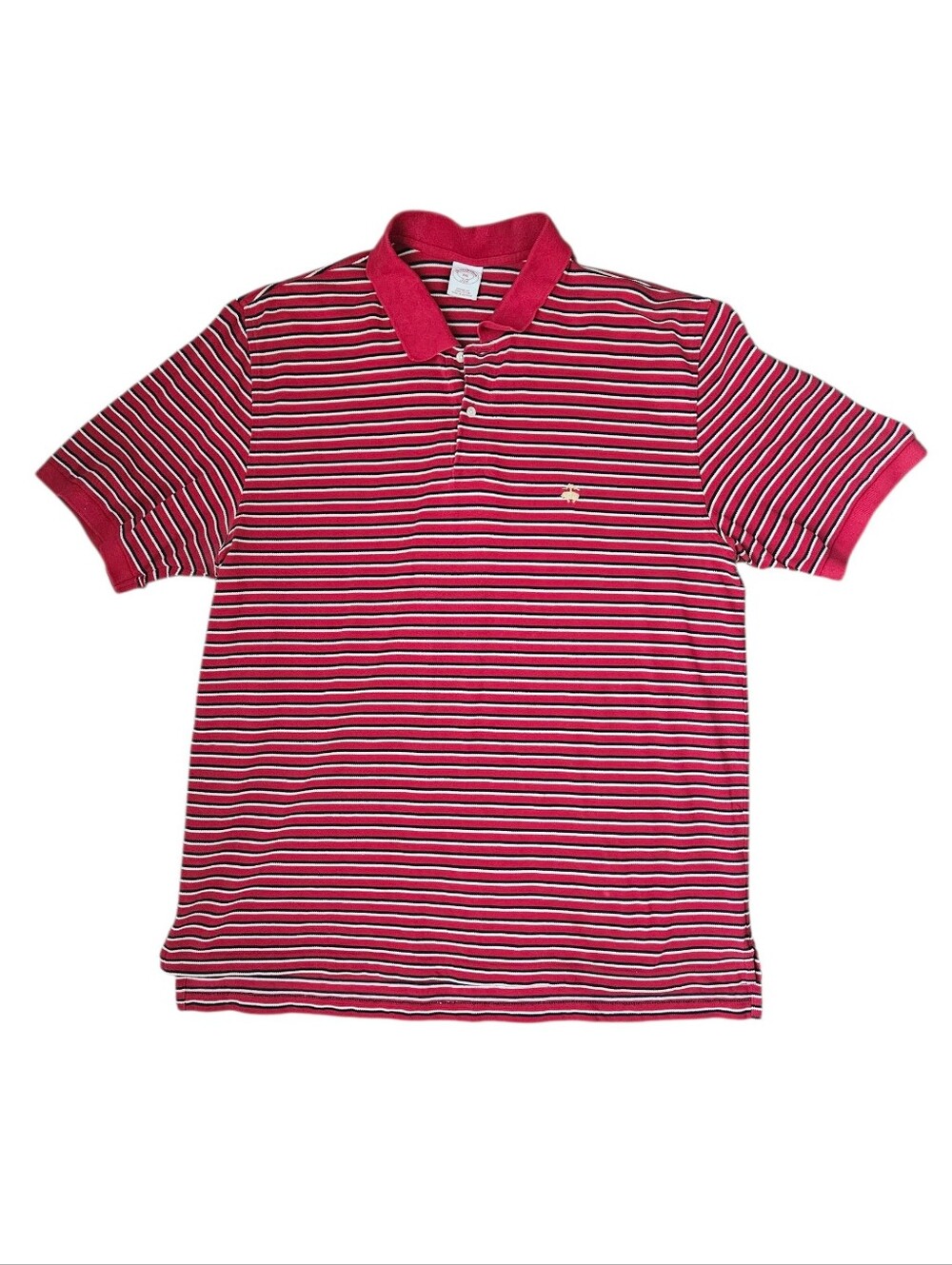 BROOKS BROTHERS Striped Red Navy Blue Short Sleeve Polo Shirt | SZ XXL